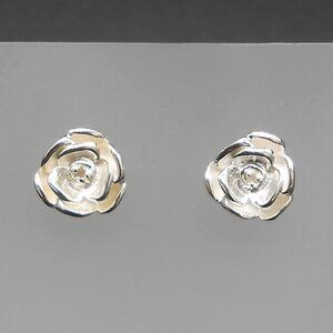 Earrings, Diamond Accent Floral Stud in Sterling Silver